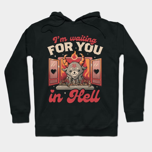 Waiting For You Creepy Cute Baphomet Gift Hoodie by eduely